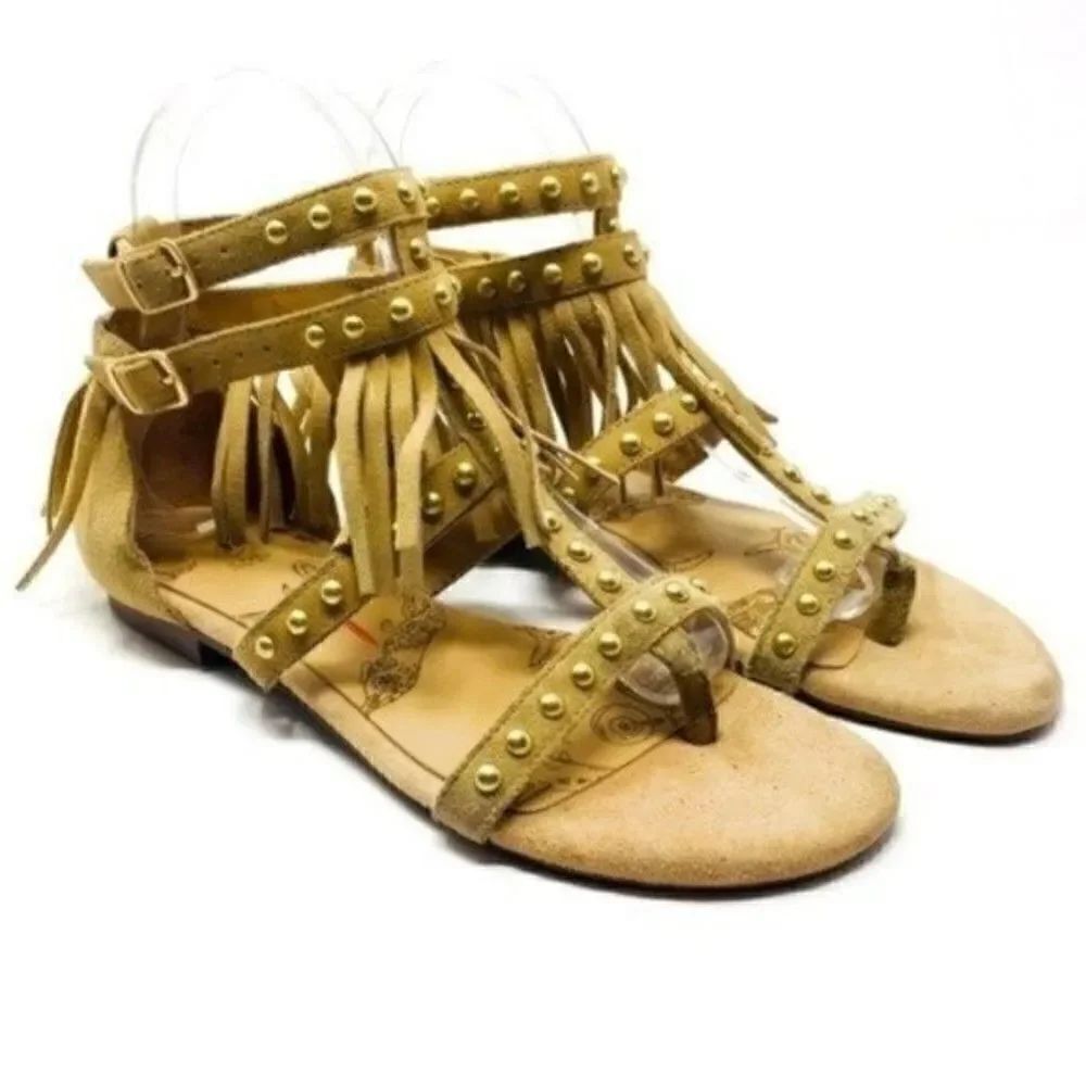 Australia Luxe Collective womans Cream suede gladiator sandal 6 BoxH fringe